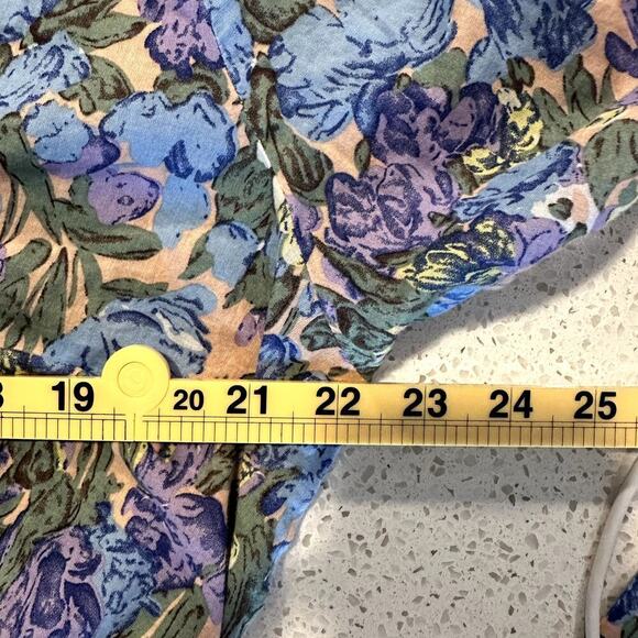 Sweet Rain 2XL Puff Sleeve Peplum Floral Top Cotton V Neck Coquette Cottage Plus - Picture 7 of 8